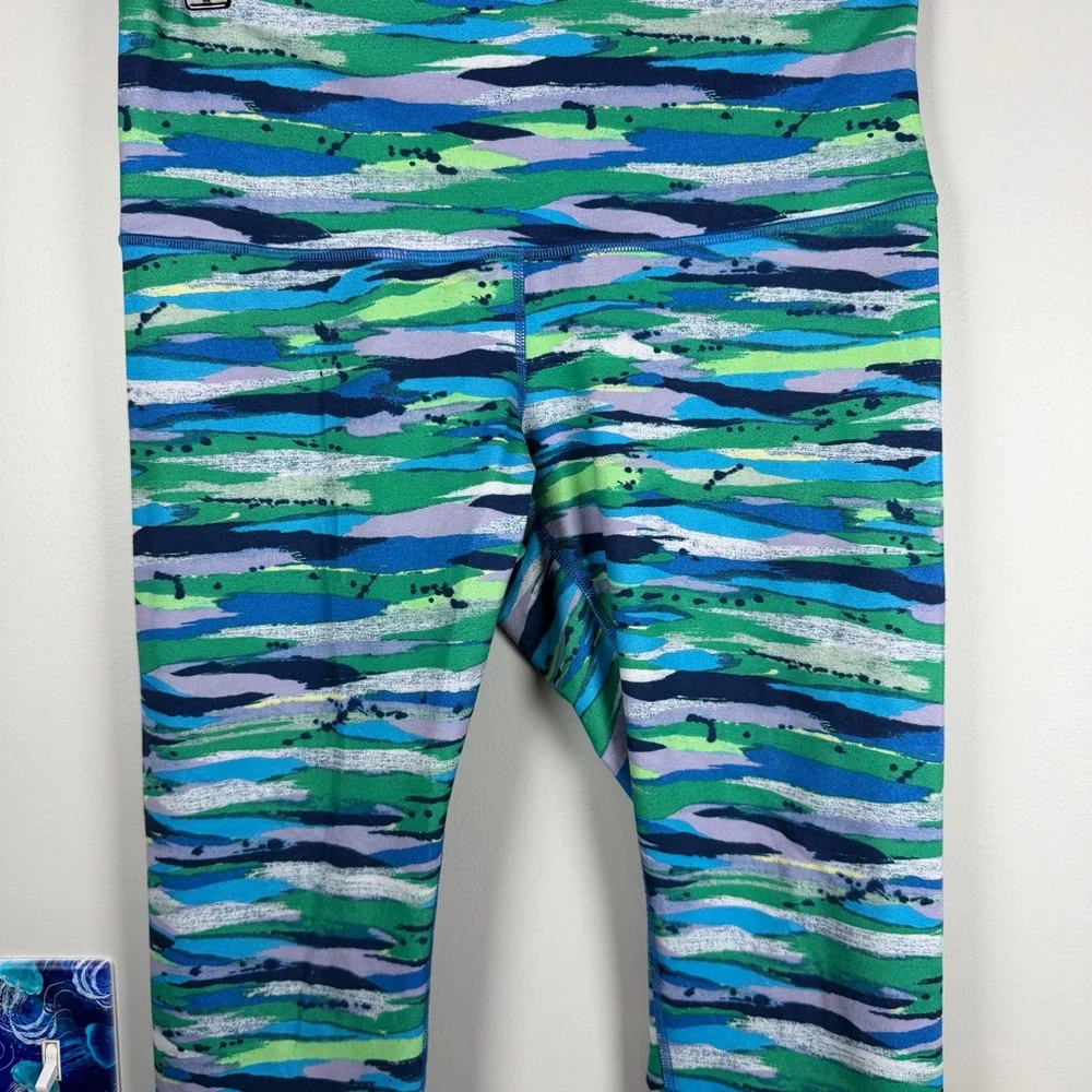 Lululemon Wunder Under Green Blue Crop In Seven Wonders Multi Leggings Size 12